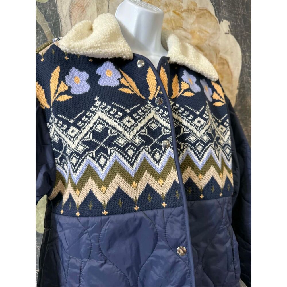 New By Anthropologie Fairisle Mix Liner Jacket Size S - Picture 10 of 13